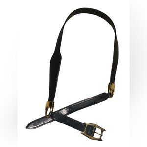 “i Santi” Women’s Belt Made In Italy Black With Gold Tone Hardware Size M